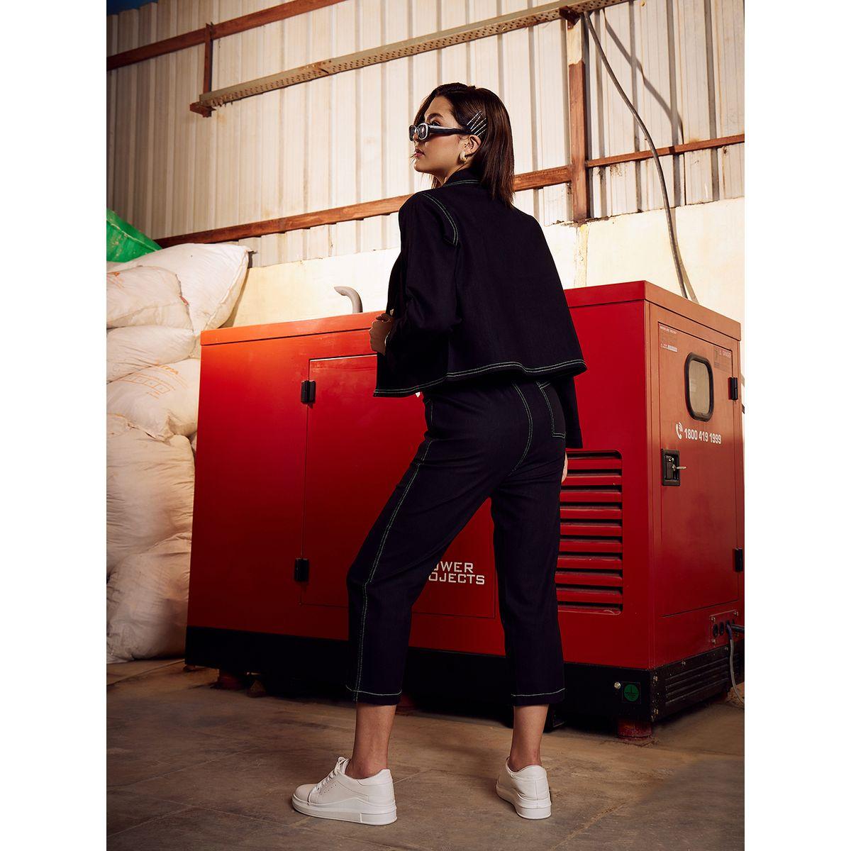 Athena X Styli  Notch Lapel Denim Look Crop Top & Trousers Co-Ords-women-clothing-coordsets-image-3
