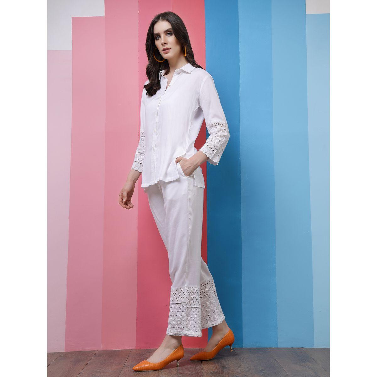 Athena X Styli  Self Design 3/4 Sleeves Shirt & Trousers Co-Ords-women-clothing-coordsets-image-8