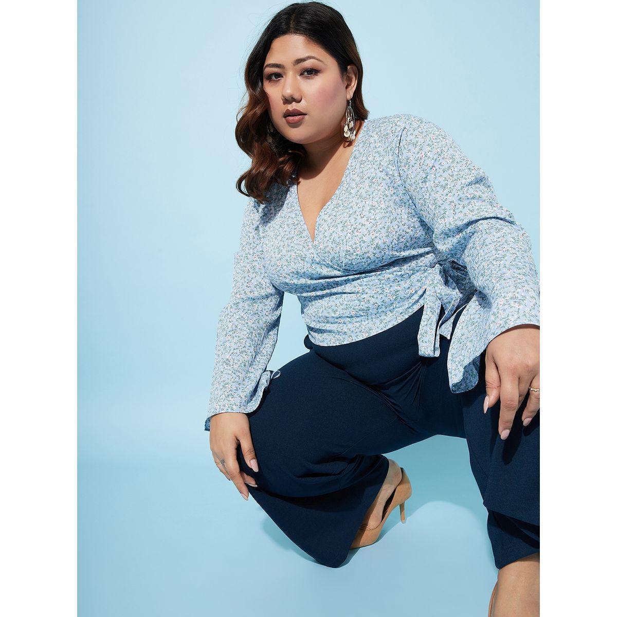 Athena X Styli  Plus Size Floral Print Wrap Top with Bell Sleeves-women-clothing-shirtsandblouses-blouses-image-2
