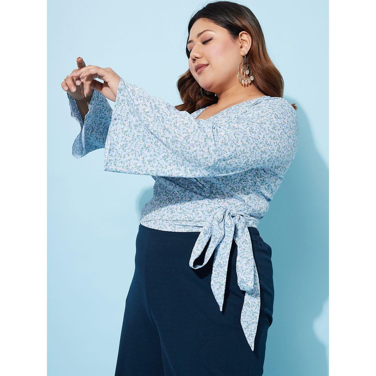 Athena X Styli  Plus Size Floral Print Wrap Top with Bell Sleeves-women-clothing-shirtsandblouses-blouses-image-3