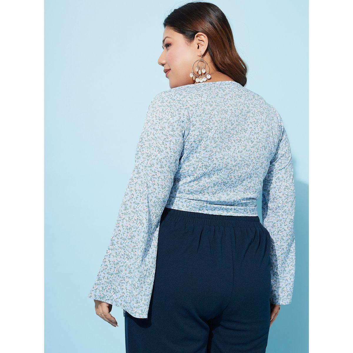 Athena X Styli  Plus Size Floral Print Wrap Top with Bell Sleeves-women-clothing-shirtsandblouses-blouses-image-5