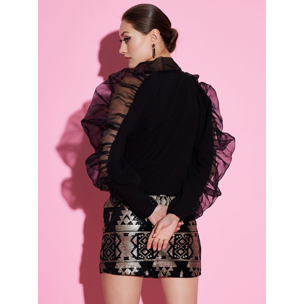 بلوزة اورجانزا مع اكمام منفوخة وياقة بأربطة أثينا × ستايلي-women-clothing-shirtsandblouses-blouses-image-6