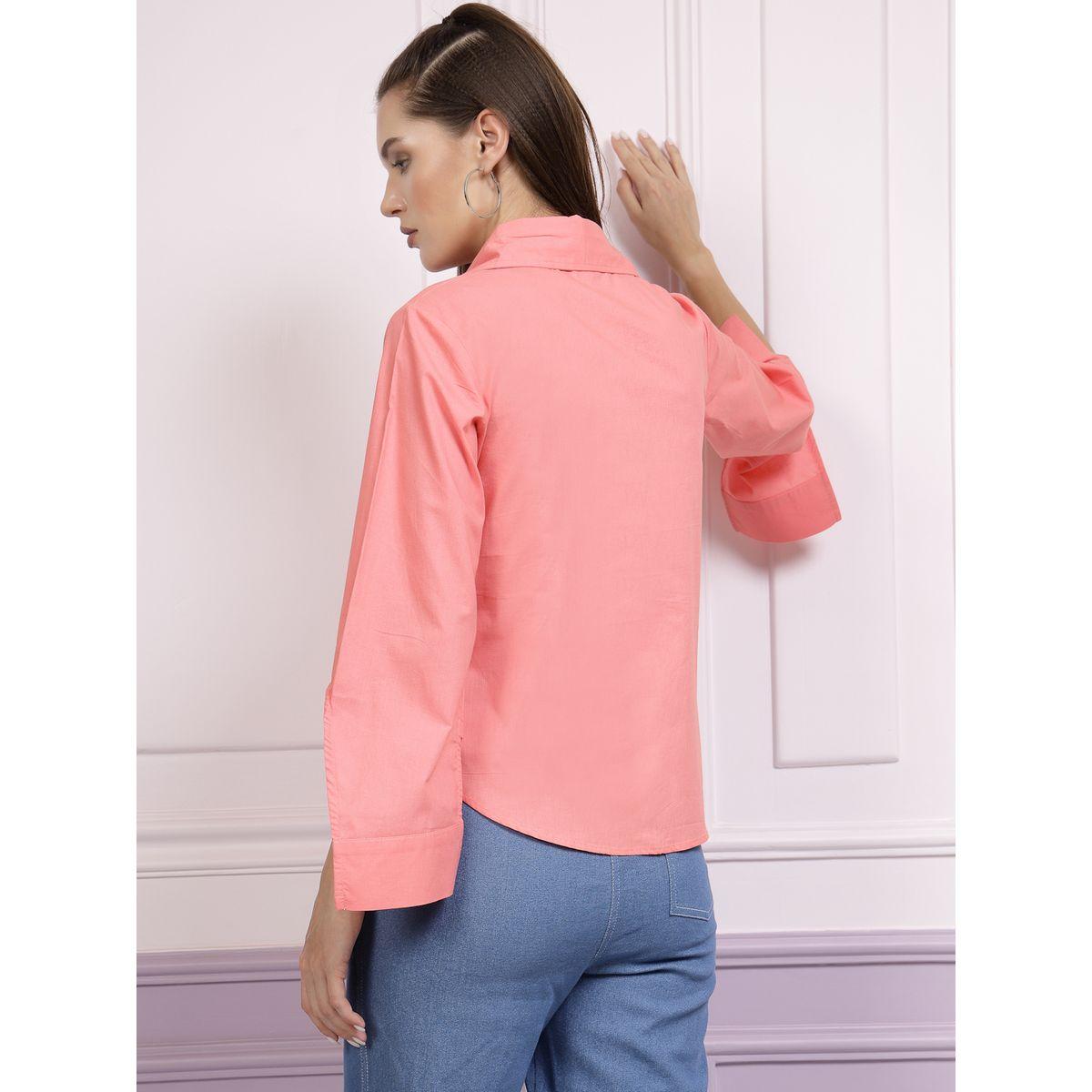 Athena X Styli  High Low Cuffed Sleeves Shirt Style Top-women-clothing-shirtsandblouses-shirts-image-4