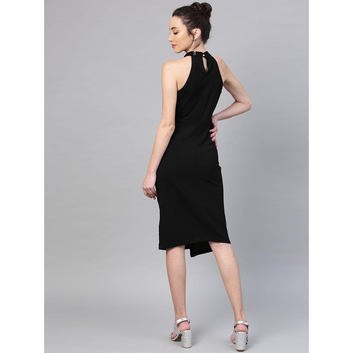 Athena X Styli  Solid Halter Neck Sheath Knee Length Dress-women-clothing-dresses-image-2