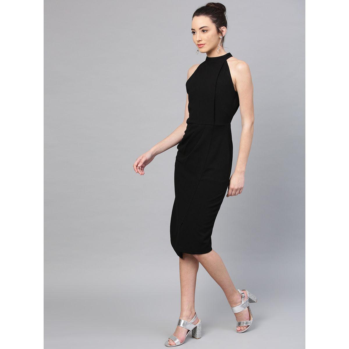 فستان سادة بطول الركبة وياقة هولتر أثينا × ستايلي-women-clothing-dresses-image-3