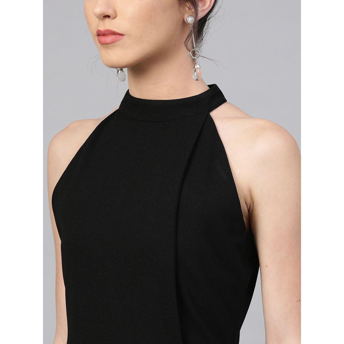 Athena X Styli  Solid Halter Neck Sheath Knee Length Dress-women-clothing-dresses-image-5