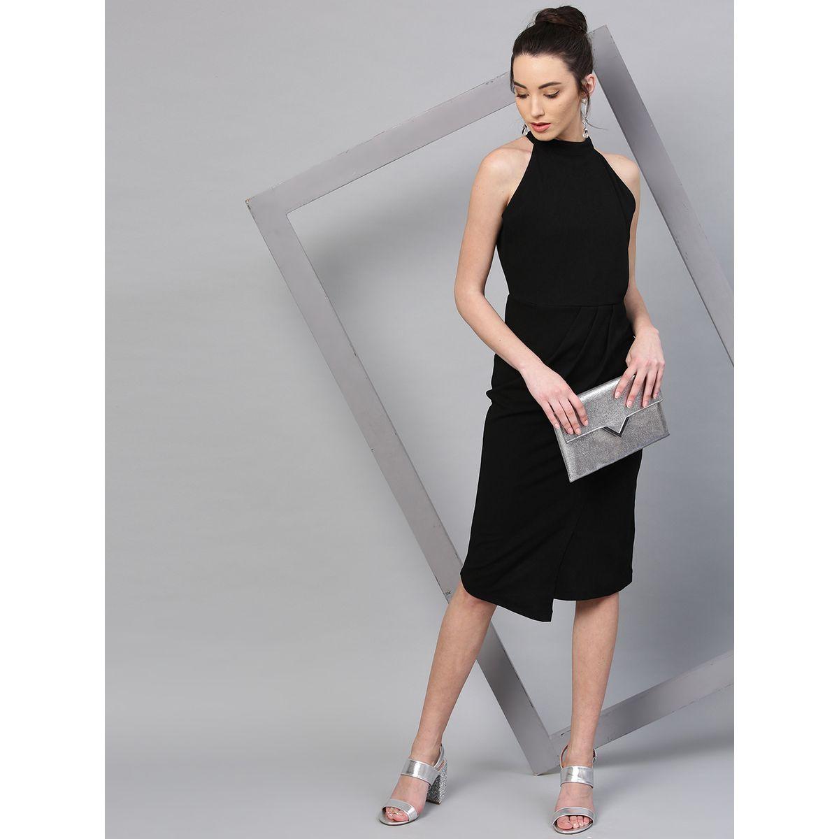 Athena X Styli  Solid Halter Neck Sheath Knee Length Dress-women-clothing-dresses-image-6