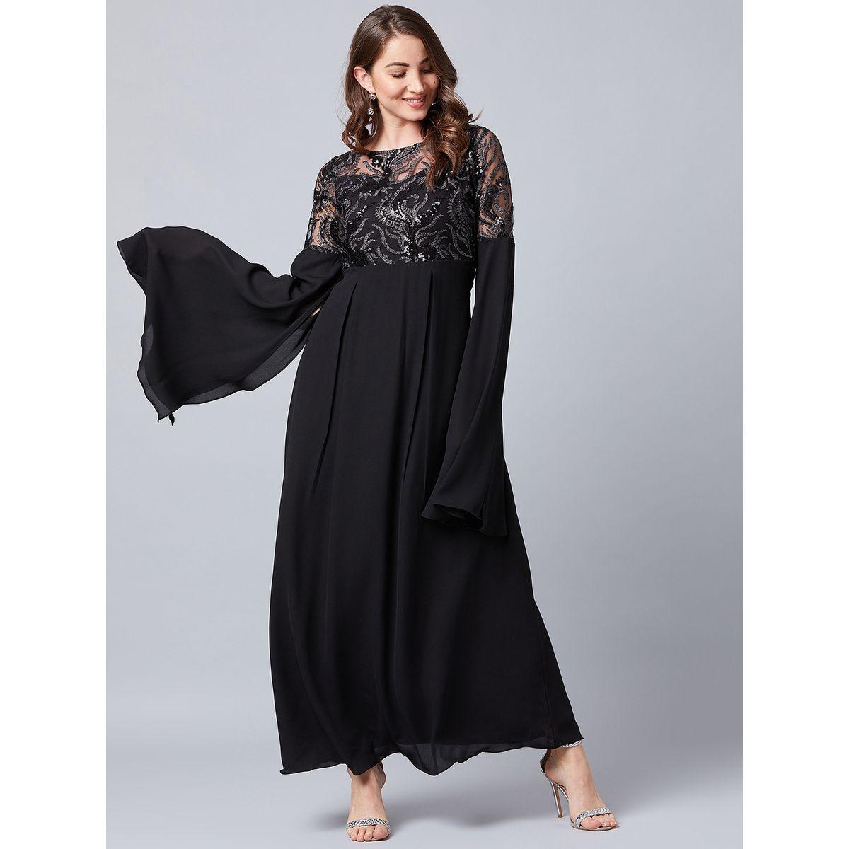 فستان طويل مع اكمام طويلة مزينة بشق أثينا × ستايلي-women-clothing-dresses-image-2