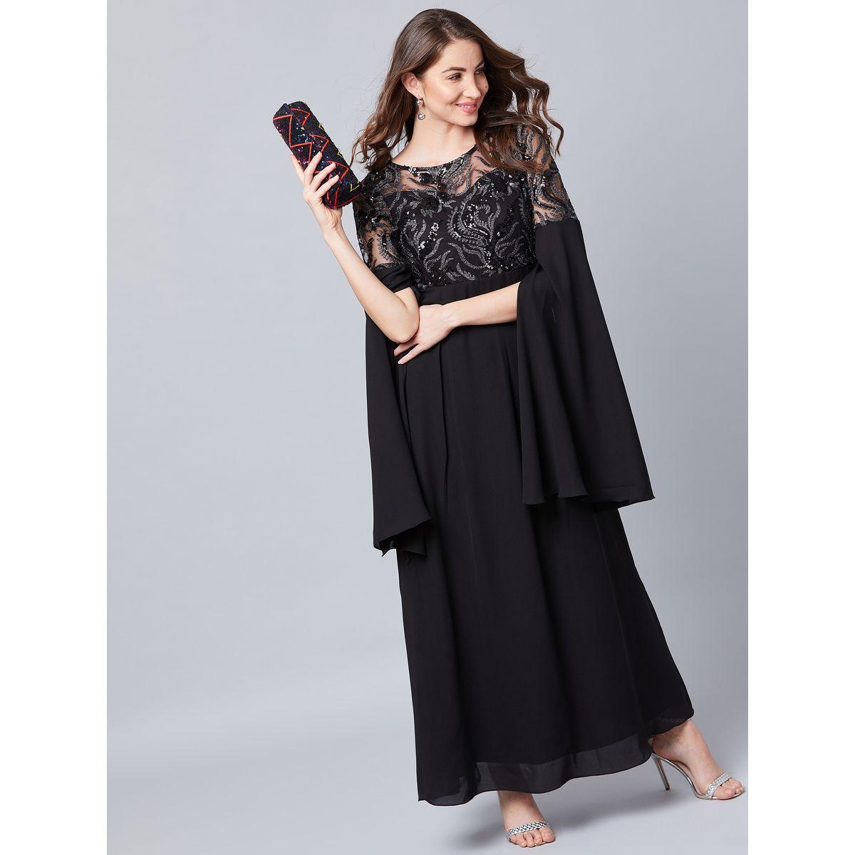 فستان طويل مع اكمام طويلة مزينة بشق أثينا × ستايلي-women-clothing-dresses-image-3