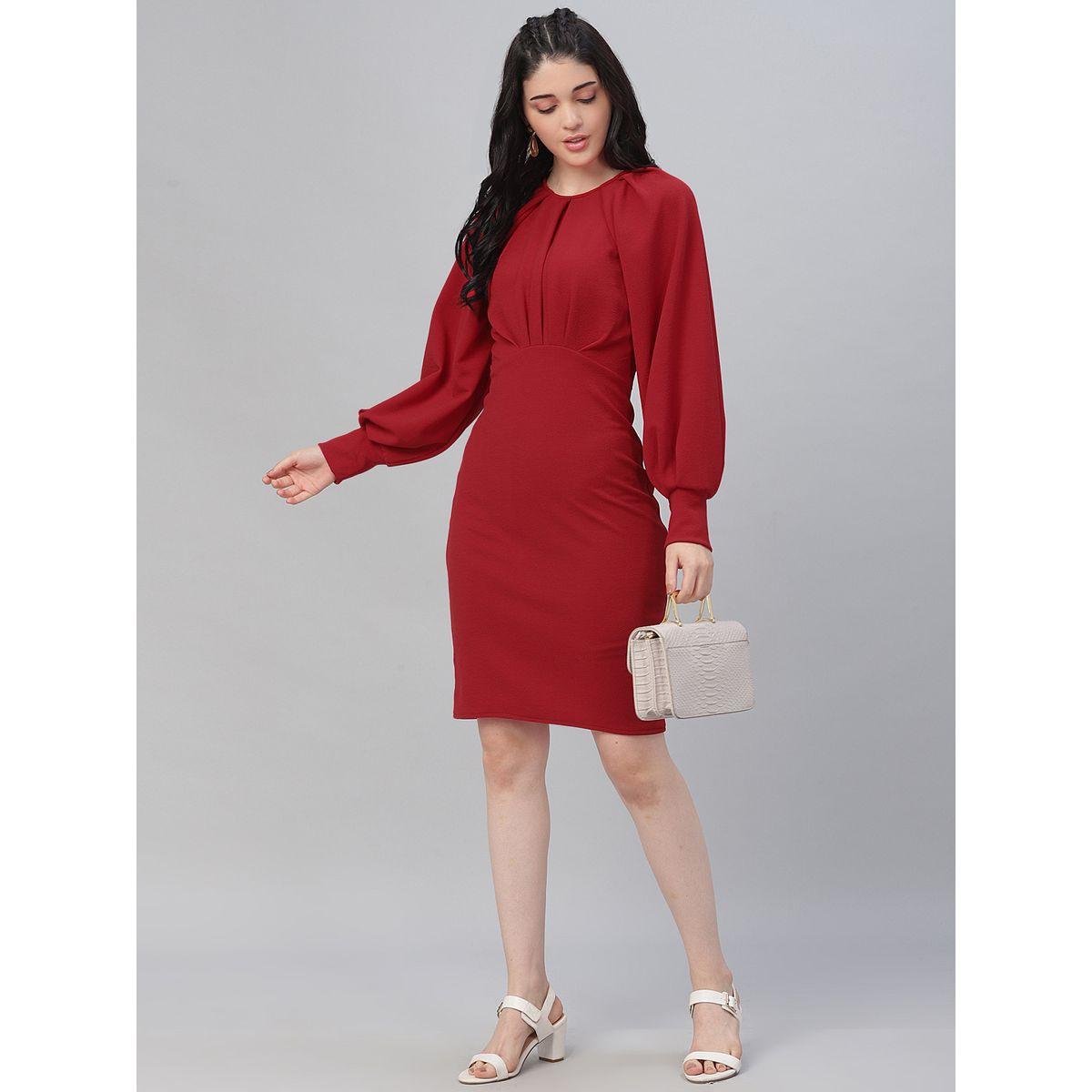 فستان قصير مزين بكسرات مع اكمام طويلة أثينا × ستايلي-women-clothing-dresses-image-2
