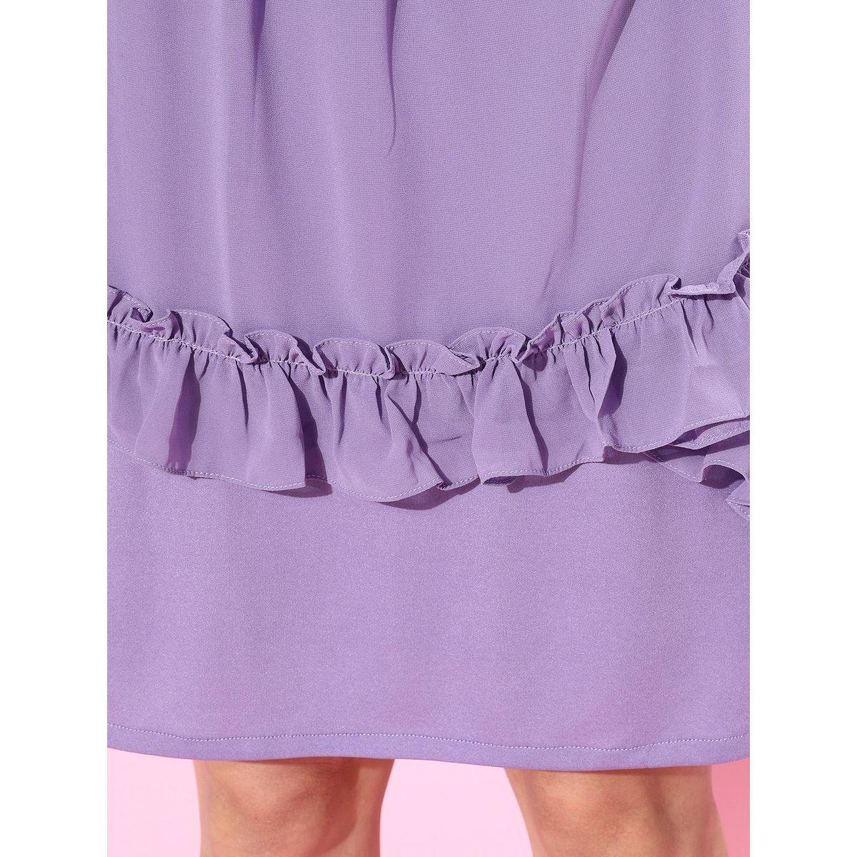 فستان جيورجيت مزين بكشكش مع اكمام مكبلة أثينا × ستايلي-women-clothing-dresses-image-2