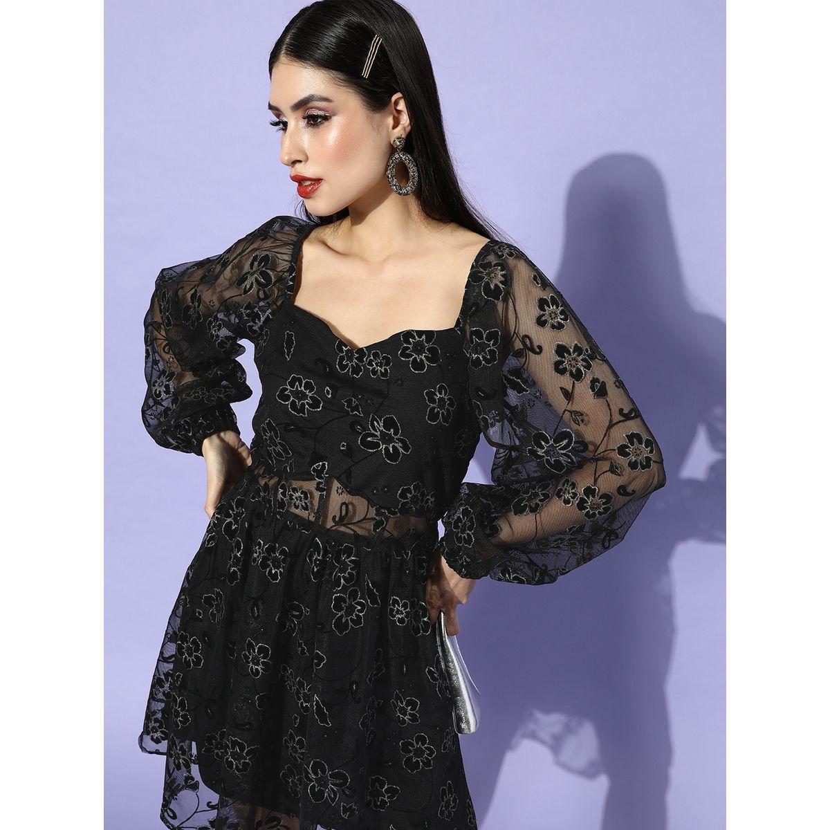 فستان قصير بتفاصيل شفافة وياقة بنمط قلب أثينا × ستايلي-women-clothing-dresses-image-1
