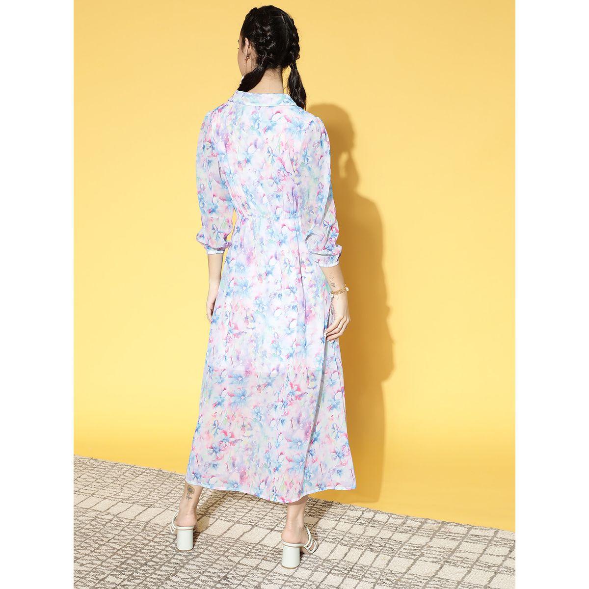 فستان طويل مطبع بزهور مع اربطة أثينا × ستايلي-women-clothing-dresses-image-5