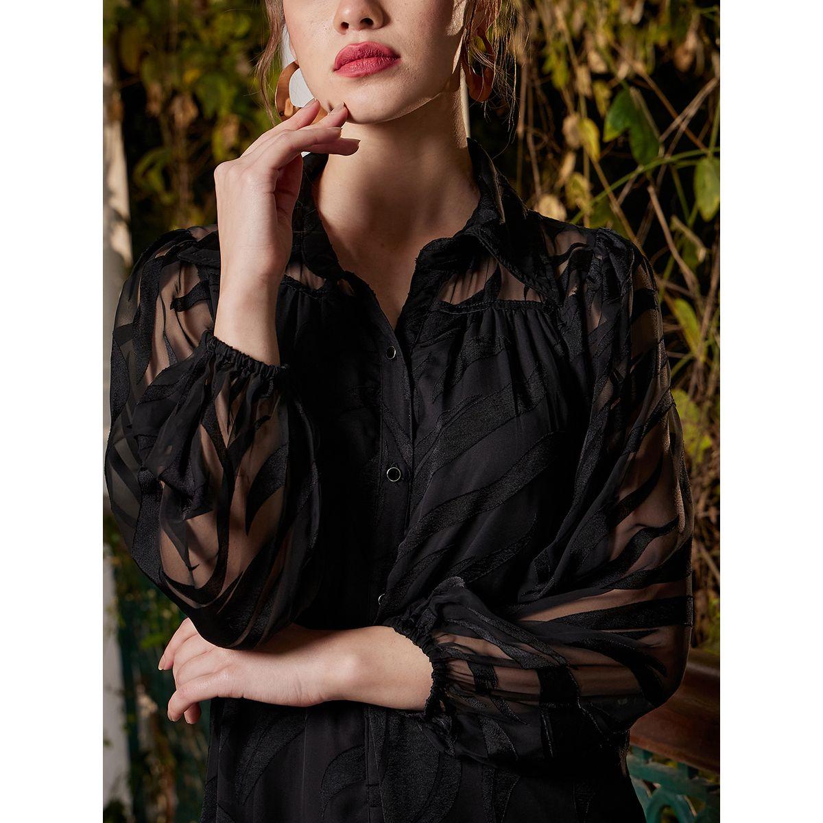 Athena X Styli  Self Design Shirt Dress with Button Placket-women-clothing-dresses-image-2