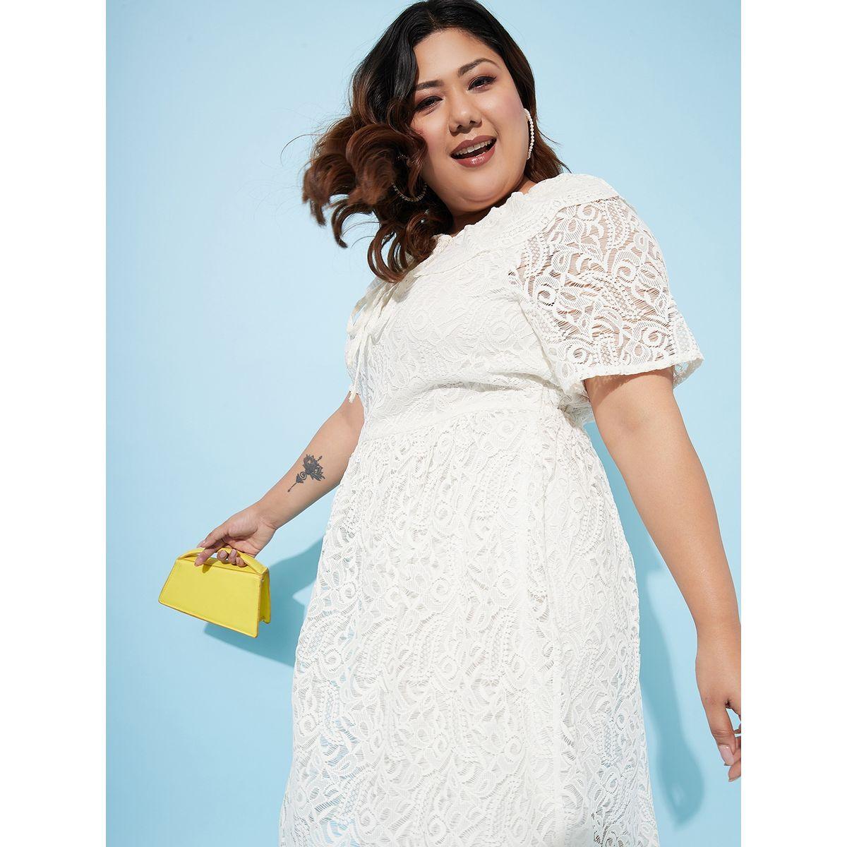 Athena X Styli  Plus Size Tie-Up Neck Lace Insert Midi Dress-women-clothing-dresses-image-2