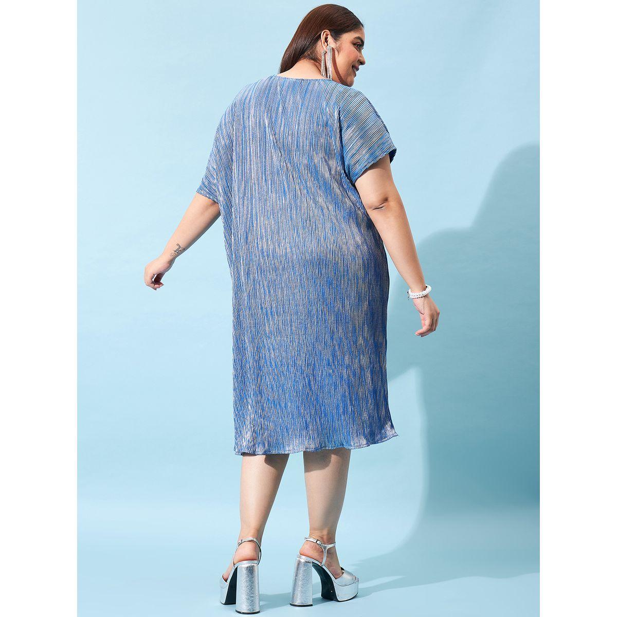 فستان ميدي بليسيه بمقاس كبير مع اكمام كيمونو أثينا × ستايلي-women-clothing-dresses-image-1