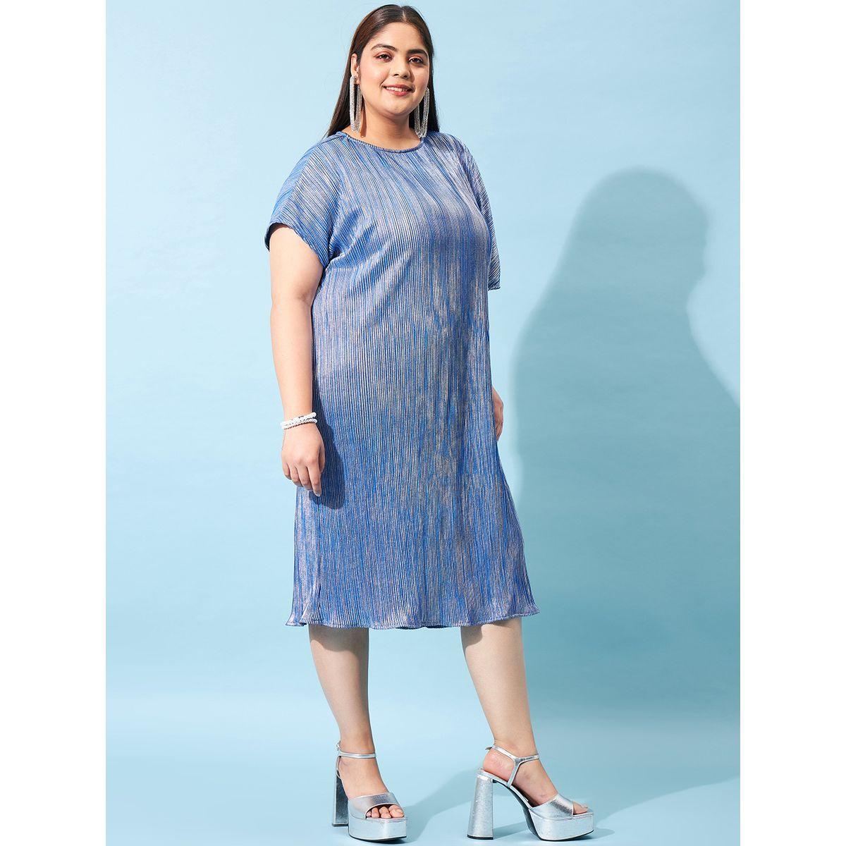 فستان ميدي بليسيه بمقاس كبير مع اكمام كيمونو أثينا × ستايلي-women-clothing-dresses-image-4