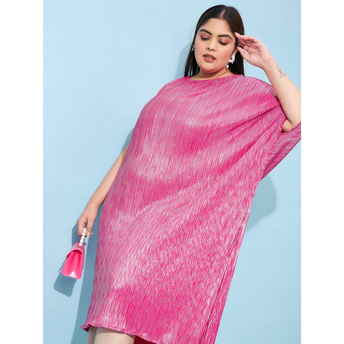 فستان ميدي بليسيه بمقاس كبير مع اكمام كيمونو أثينا × ستايلي-women-clothing-dresses-image-3