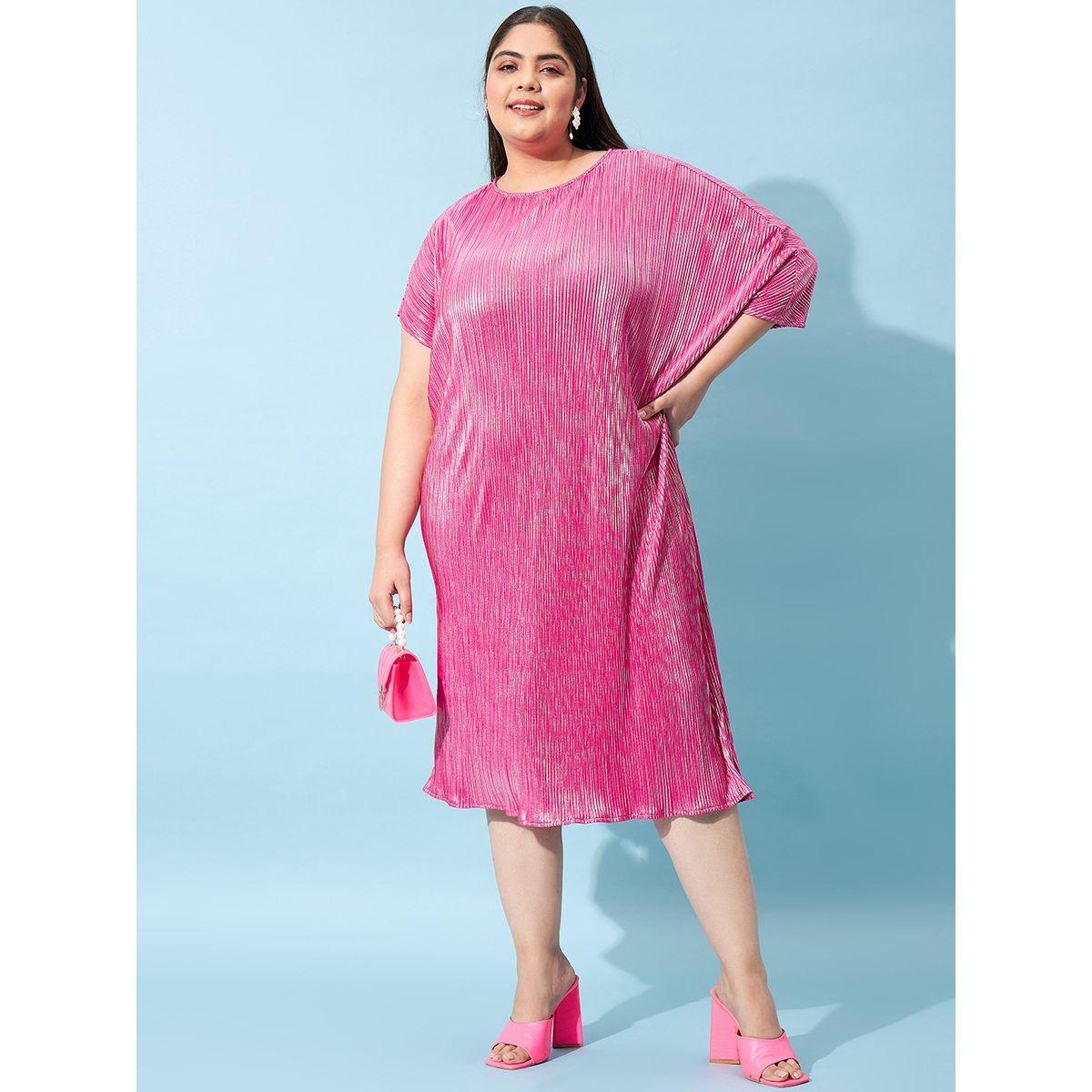 فستان ميدي بليسيه بمقاس كبير مع اكمام كيمونو أثينا × ستايلي-women-clothing-dresses-image-4