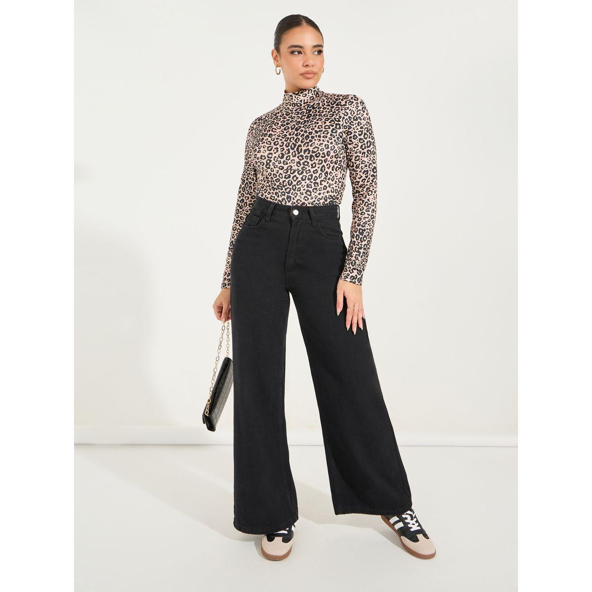 Styli Leopard Print High Neck Bodysuit-women-clothing-tshirts-image-2