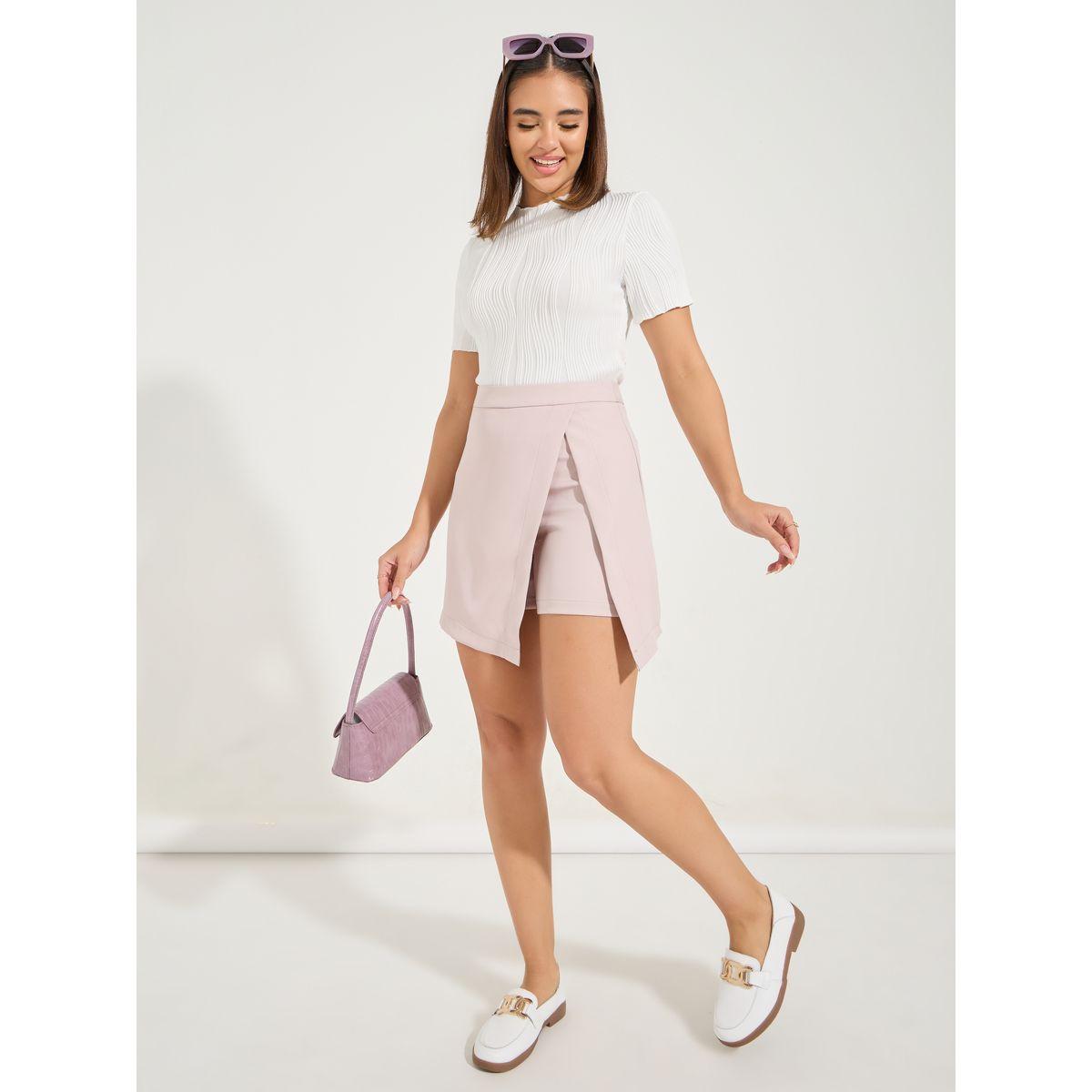 Styli Solid Textured Round Neck Bodysuit-women-clothing-tshirts-image-1