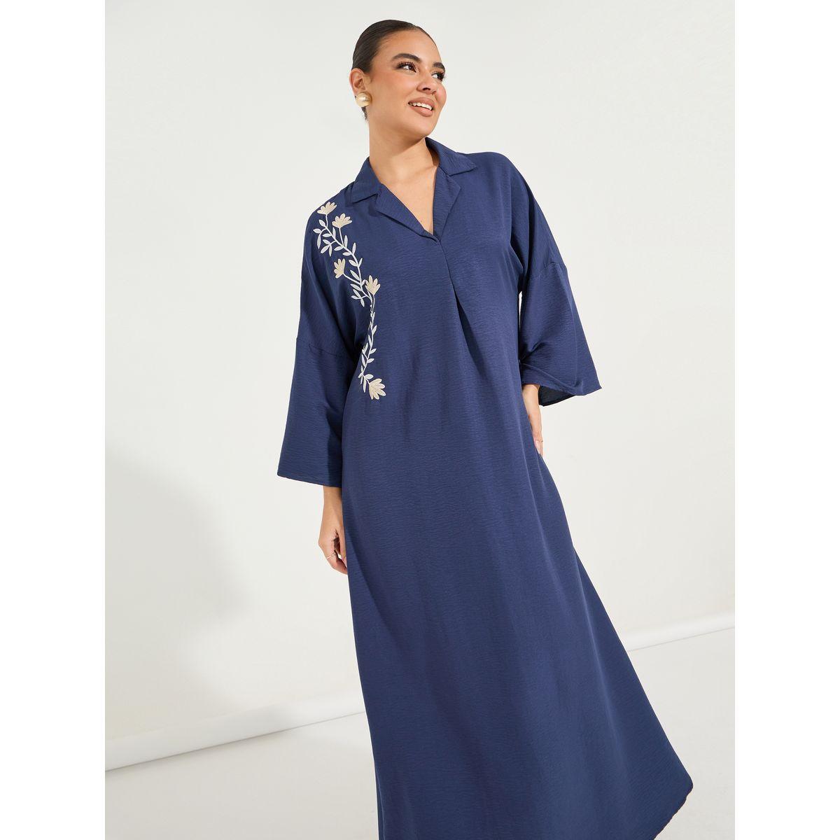 Styli Embroidery Detail Collared Jalabiya-women-arabicclothing-jalabiyas-image-2