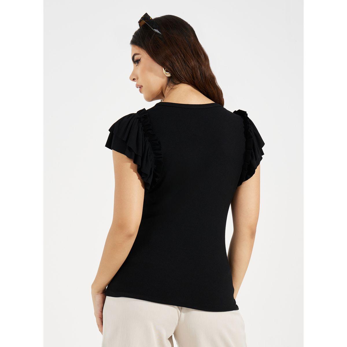 بلوزة سادة بتفاصيل محبوكة مع اكمام بكشكش-women-clothing-shirtsandblouses-blouses-image-5