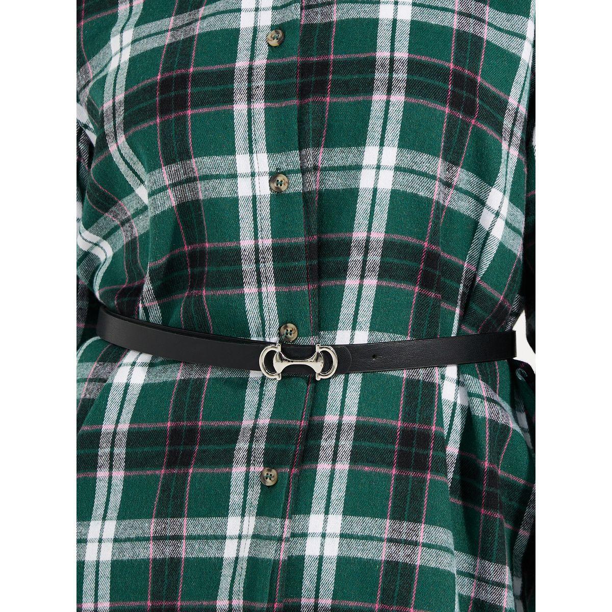 Styli Checkered Longline Shirt with Belt-women-clothing-shirtsandblouses-shirts-image-3