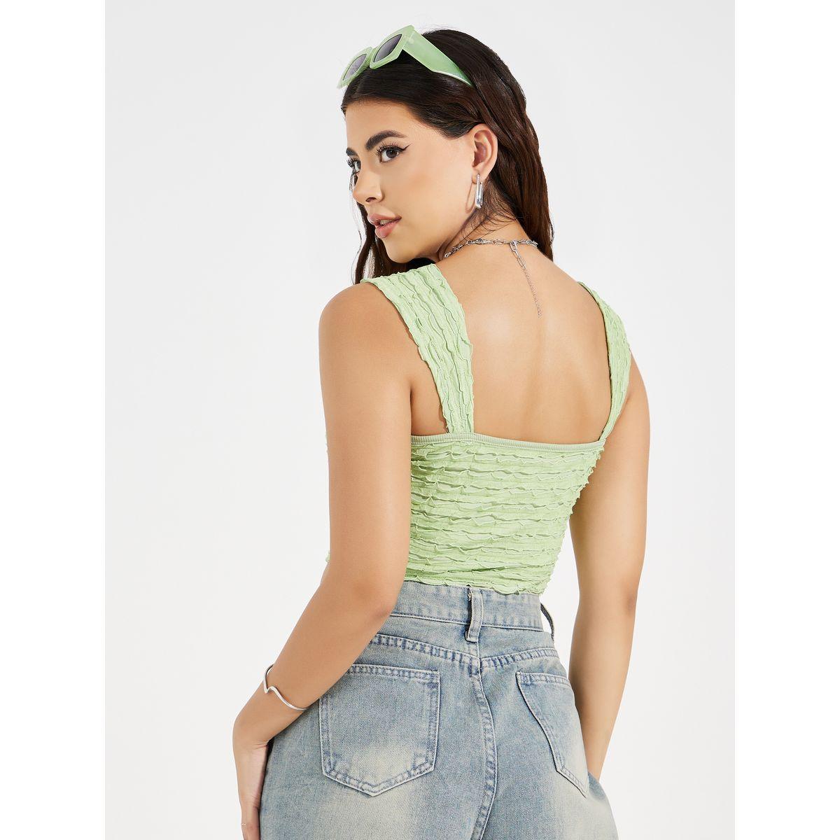 Styli Textured Crop Cami Top-women-clothing-tshirts-image-4