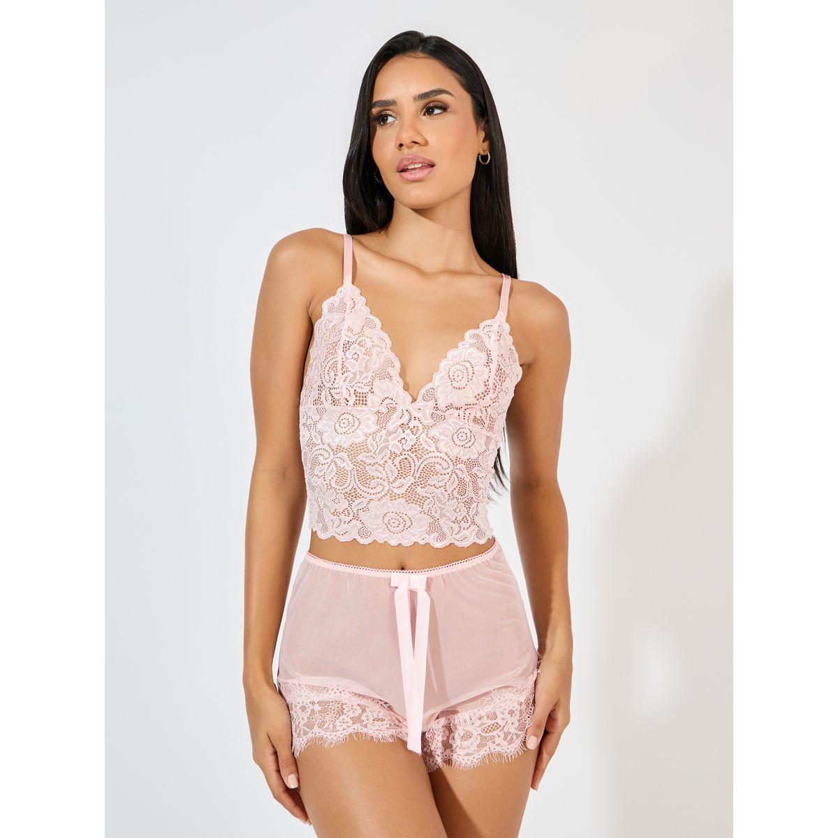 مجموعة من 3 - صدرية وشورت مع صدرية بدانتيل-women-clothing-lingerie-lingeriesets-image-5