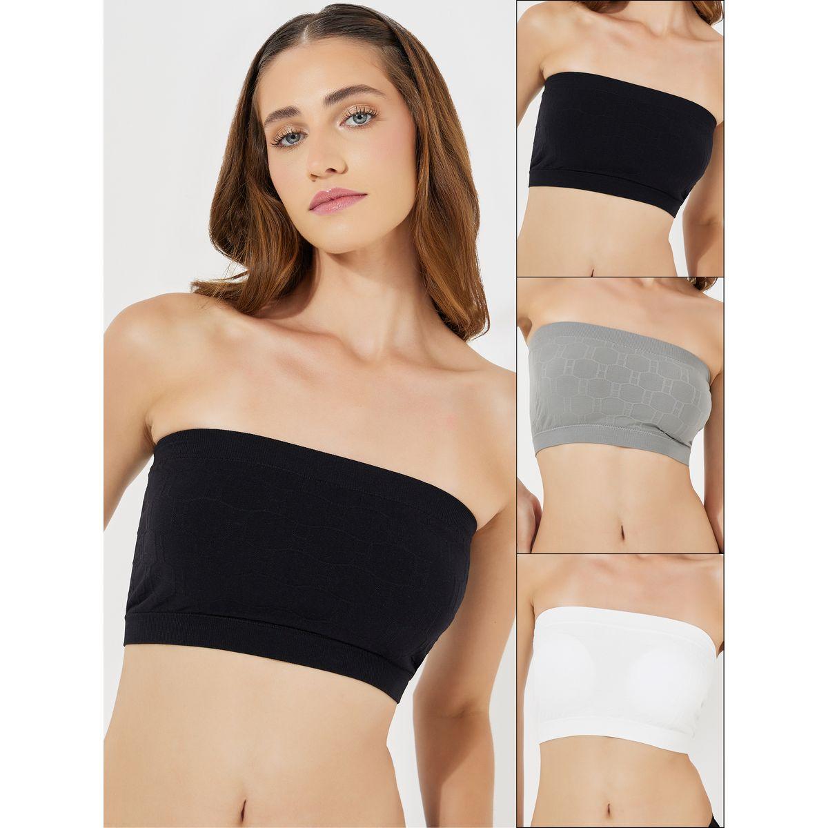 Styli Pack of 3 - Textured Seamfree Padded Bandeau-women-clothing-lingerie-bras-image-1