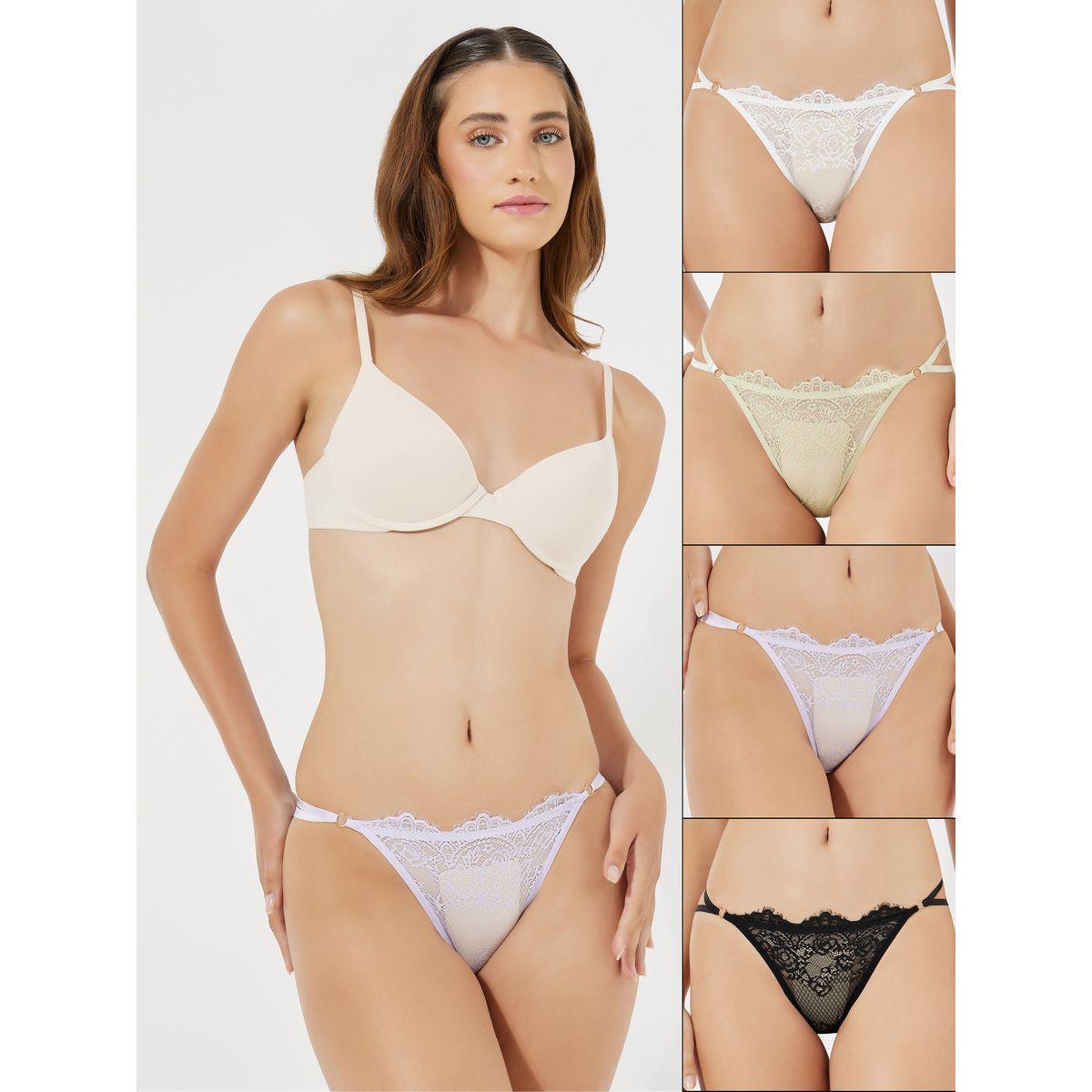 مجموعة من 5 سراويل داخلية بنمط ثونغ-women-clothing-lingerie-panties-image-1