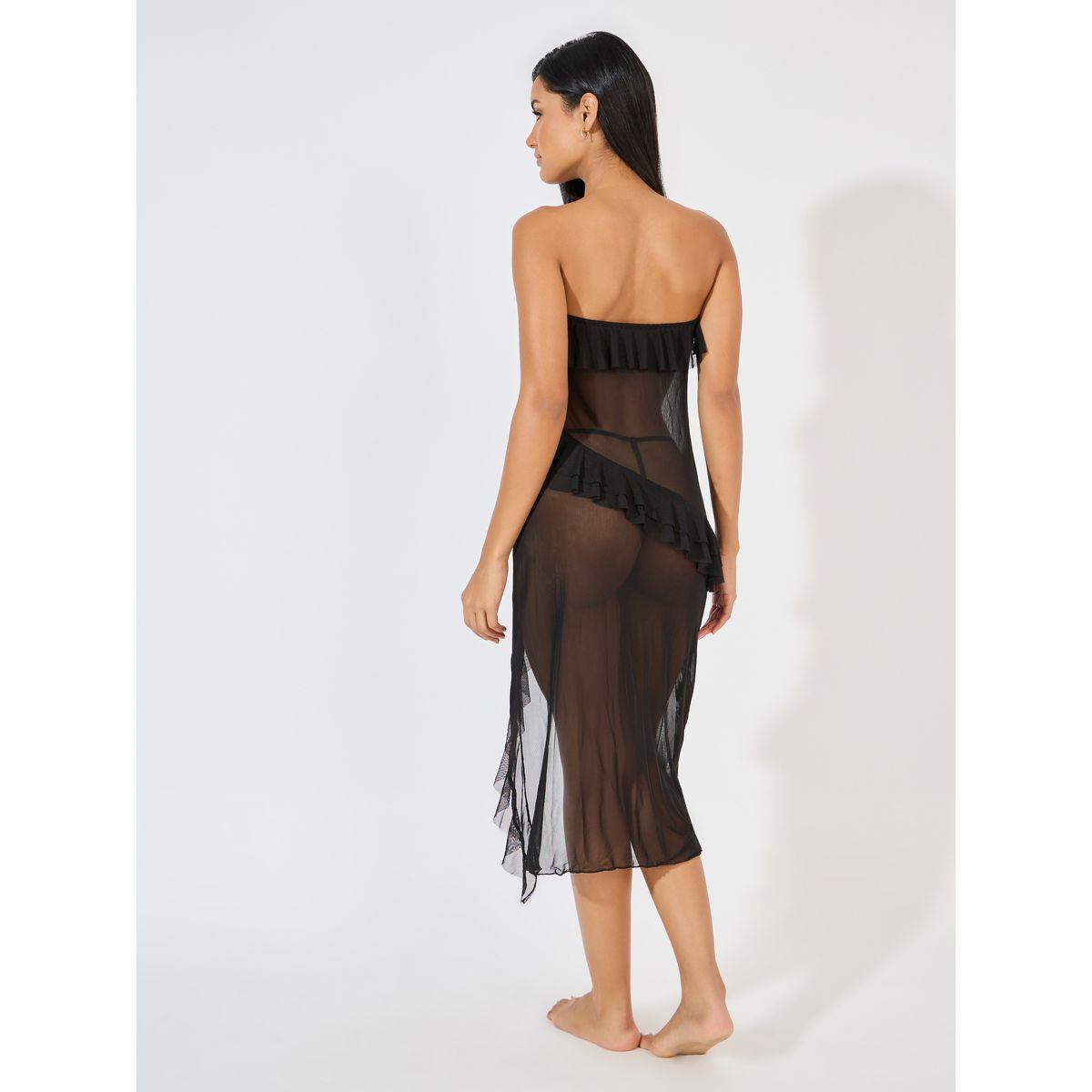 قميص نوم بتفاصيل كشكش مع شق جانبي-women-clothing-lingerie-babydollsandbodysuits-image-3