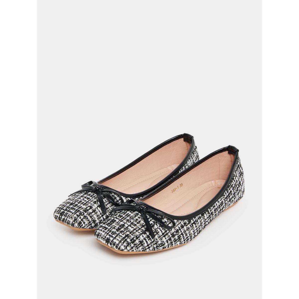 Styli Tweed Look Bow Decor Ballerina Shoes-women-shoes-ballerinas-image-2