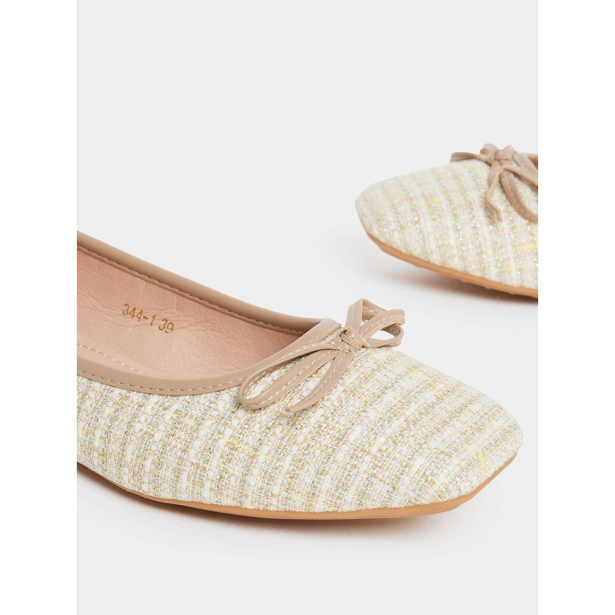 Styli Tweed Look Bow Decor Ballerina Shoes-women-shoes-loafersandmoccasins-image-3