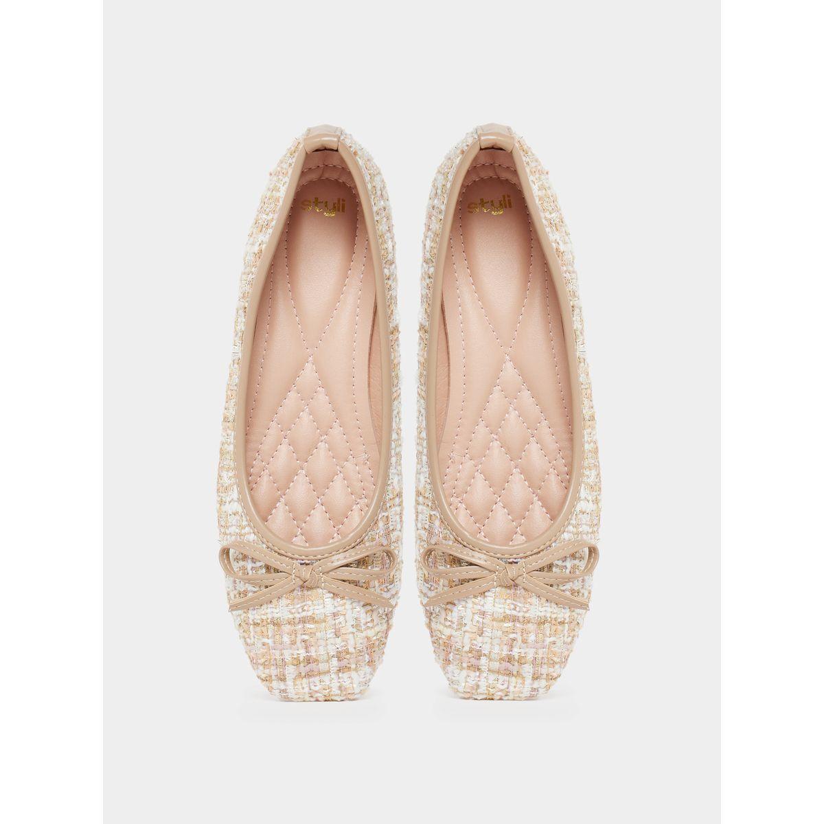 Styli Tweed Look Bow Decor Ballerina Shoes-women-shoes-loafersandmoccasins-image-6
