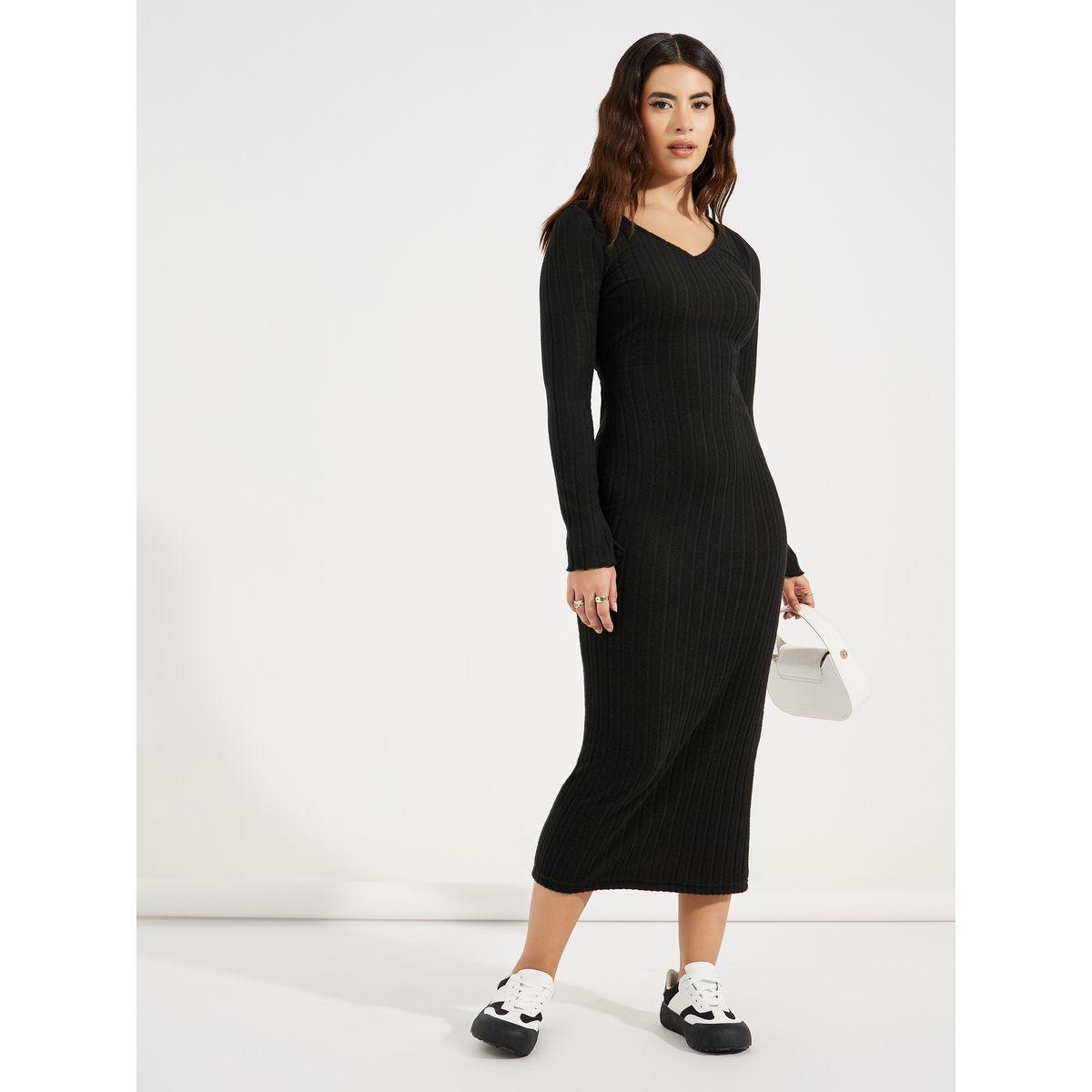 فستان ميدي ضيق بتفاصيل مضلعة-women-clothing-dresses-image-1