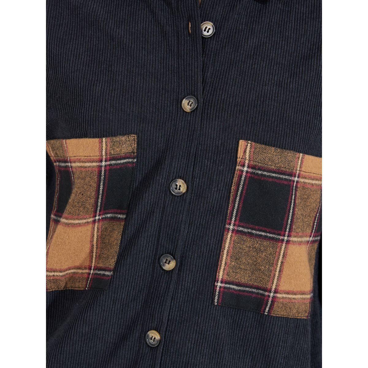 Styli Check Pattern Pocket Corduroy Jacket-women-winterwear-coatsandjackets-jackets-image-4