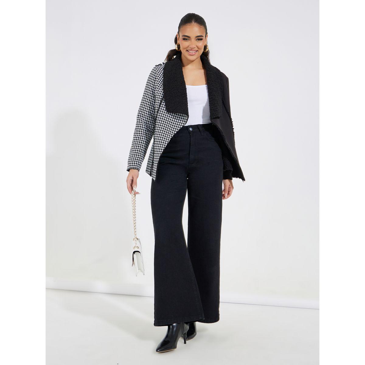 جاكيت تيدي فليس بنمط مربعات-women-winterwear-coatsandjackets-jackets-image-2