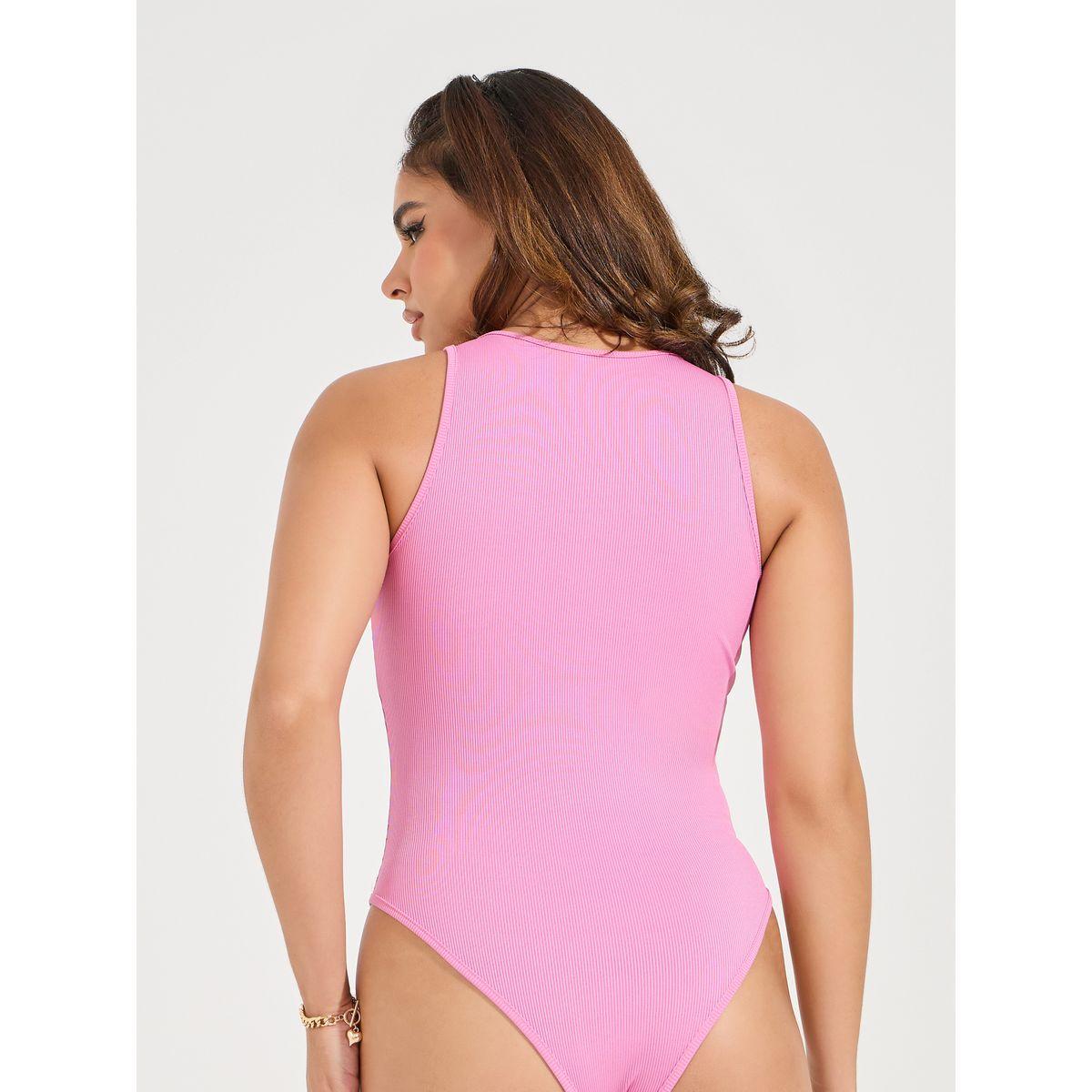 Styli Rib Round Neck Plain Bodysuit-women-clothing-tshirts-image-5