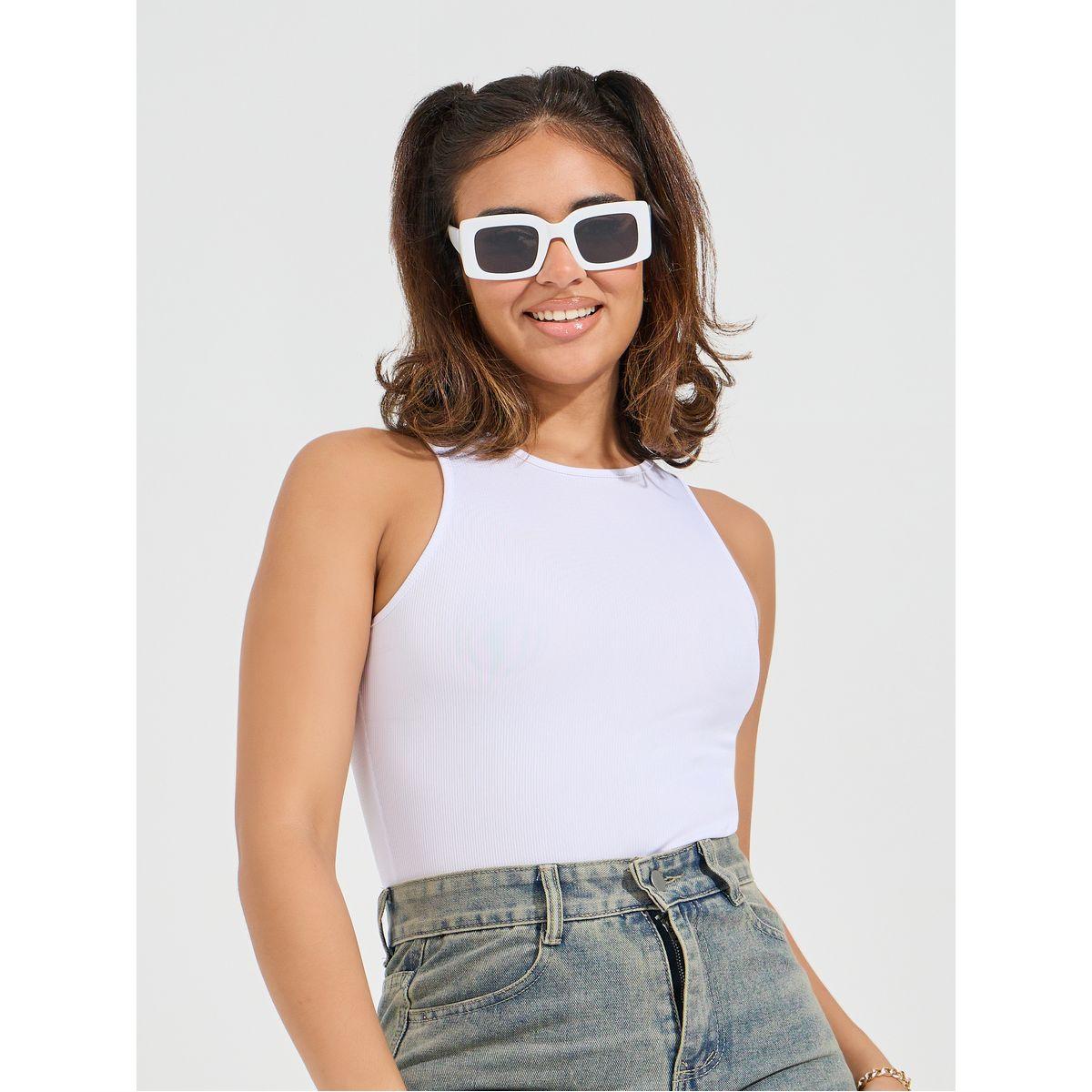 Styli Rib Round Neck Plain Bodysuit-women-clothing-tshirts-image-3