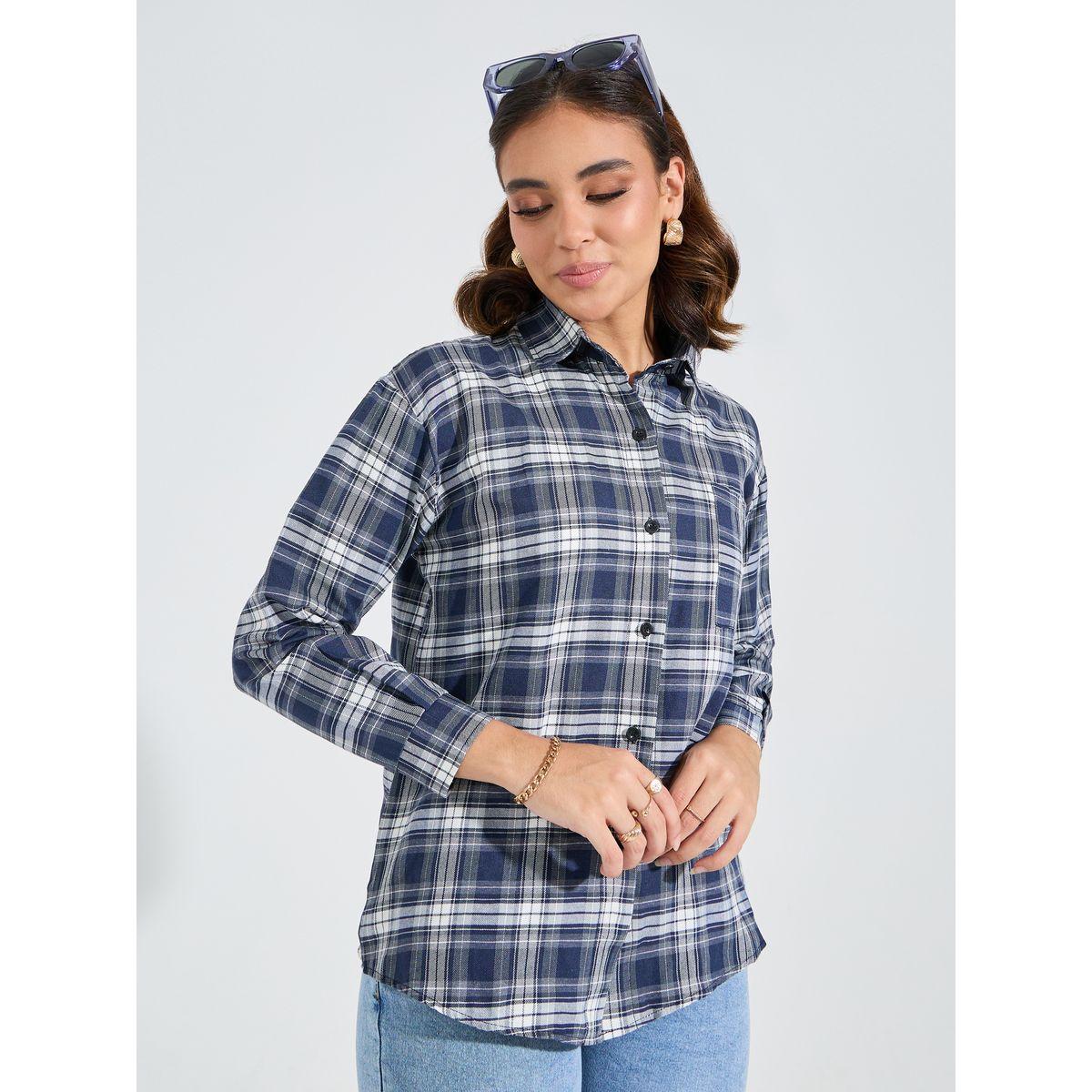 Styli Check Pattern Regular Fit Shirt-women-clothing-shirtsandblouses-shirts-image-3