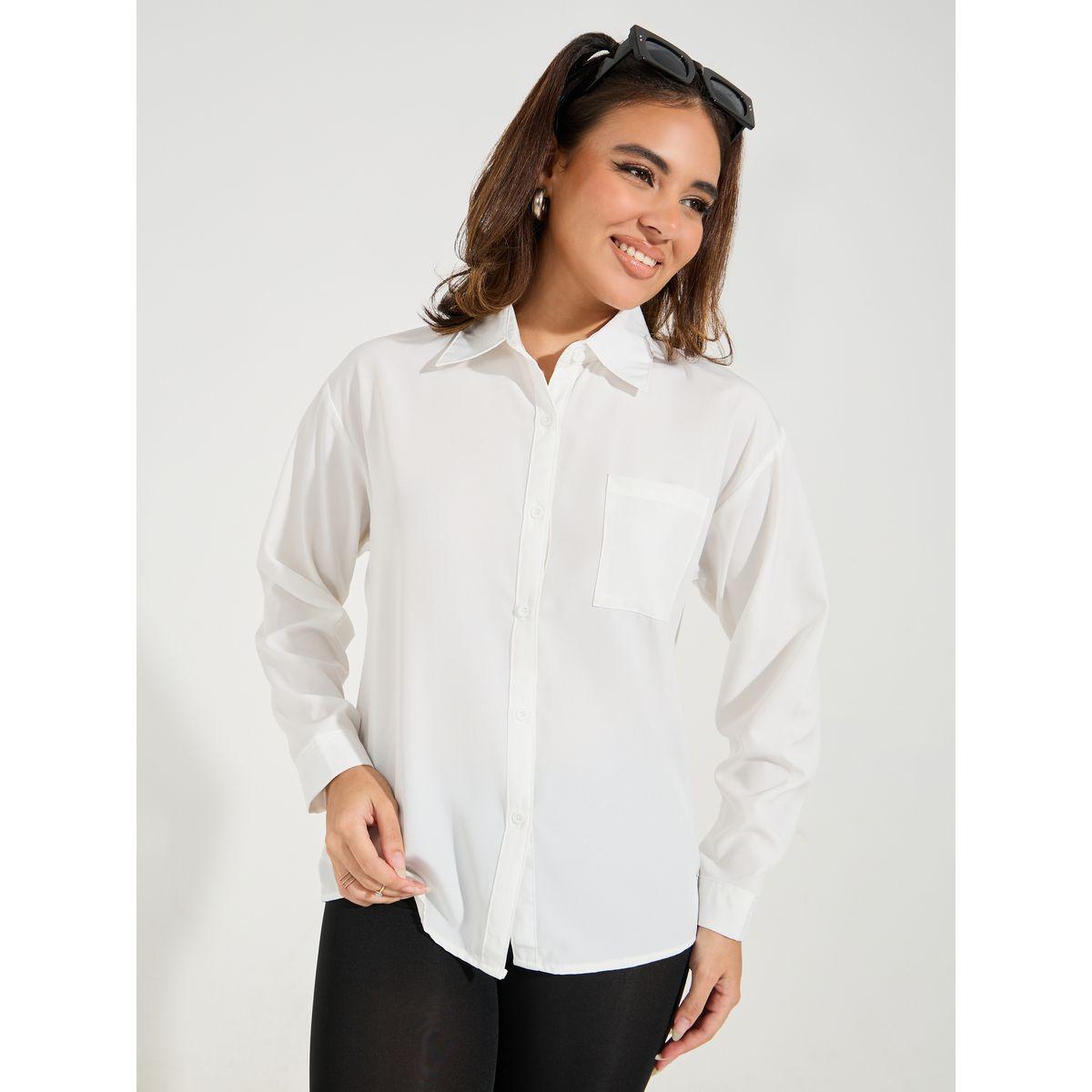 Take Two Oversized Solid Button Down Shirt with Dropped Shoulder-women-clothing-shirtsandblouses-shirts-image-1