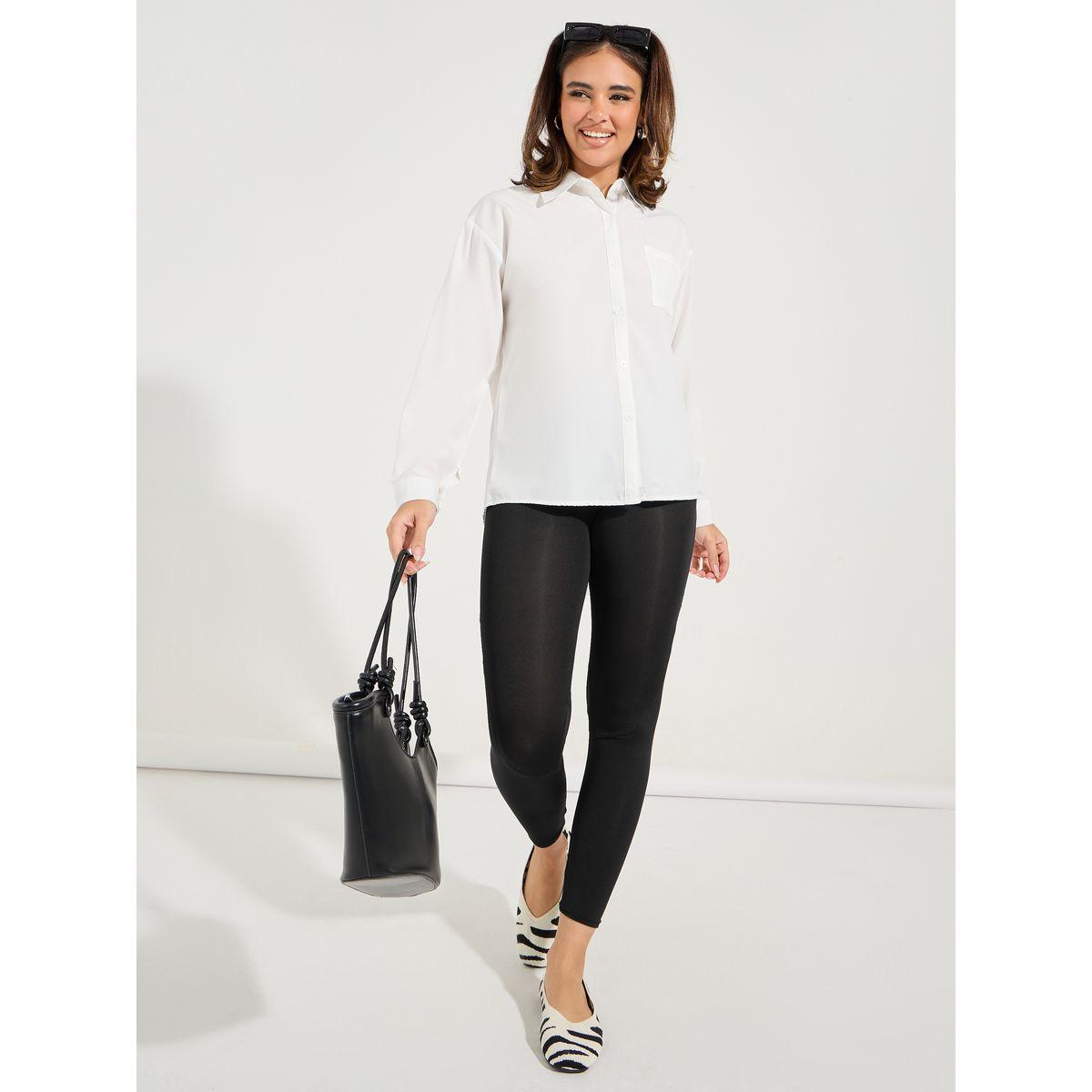 Take Two Oversized Solid Button Down Shirt with Dropped Shoulder-women-clothing-shirtsandblouses-shirts-image-2