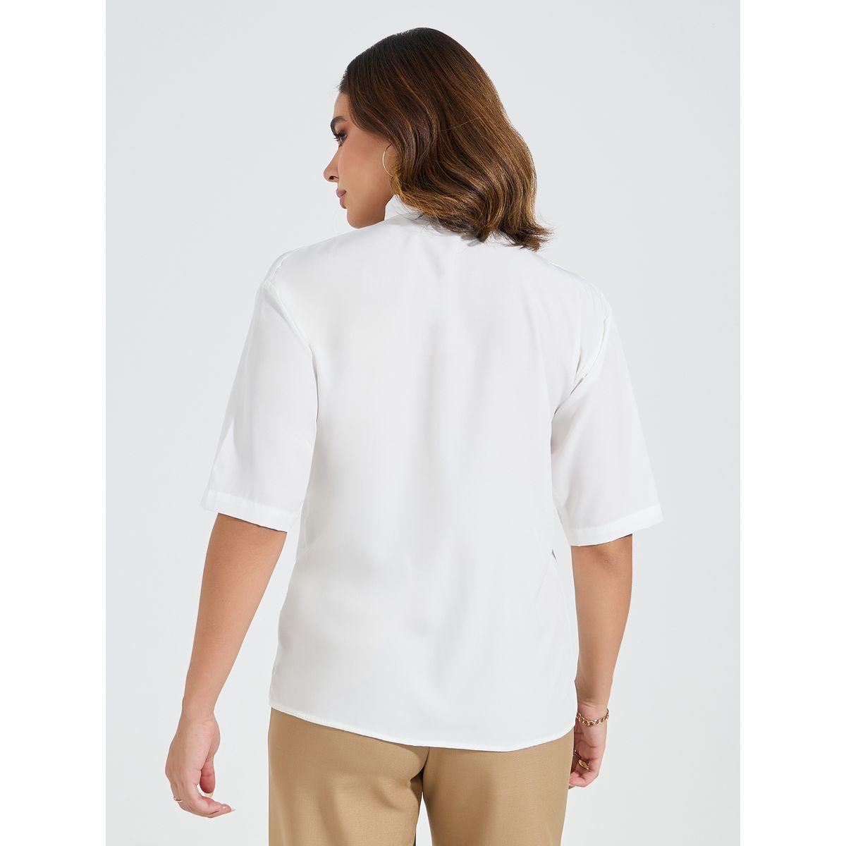 Styli Regular Fit Basic Shirt with Removable Bow-women-clothing-shirtsandblouses-shirts-image-1