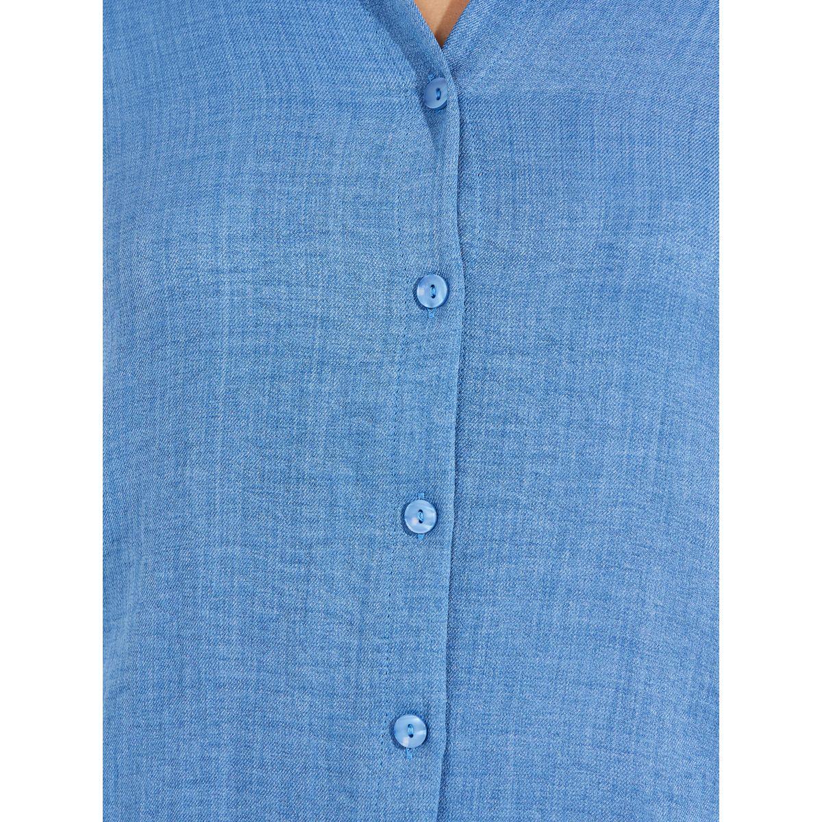Styli Solid Relaxed Fit Shirt with Turn-Up Sleeves-women-clothing-shirtsandblouses-shirts-image-2