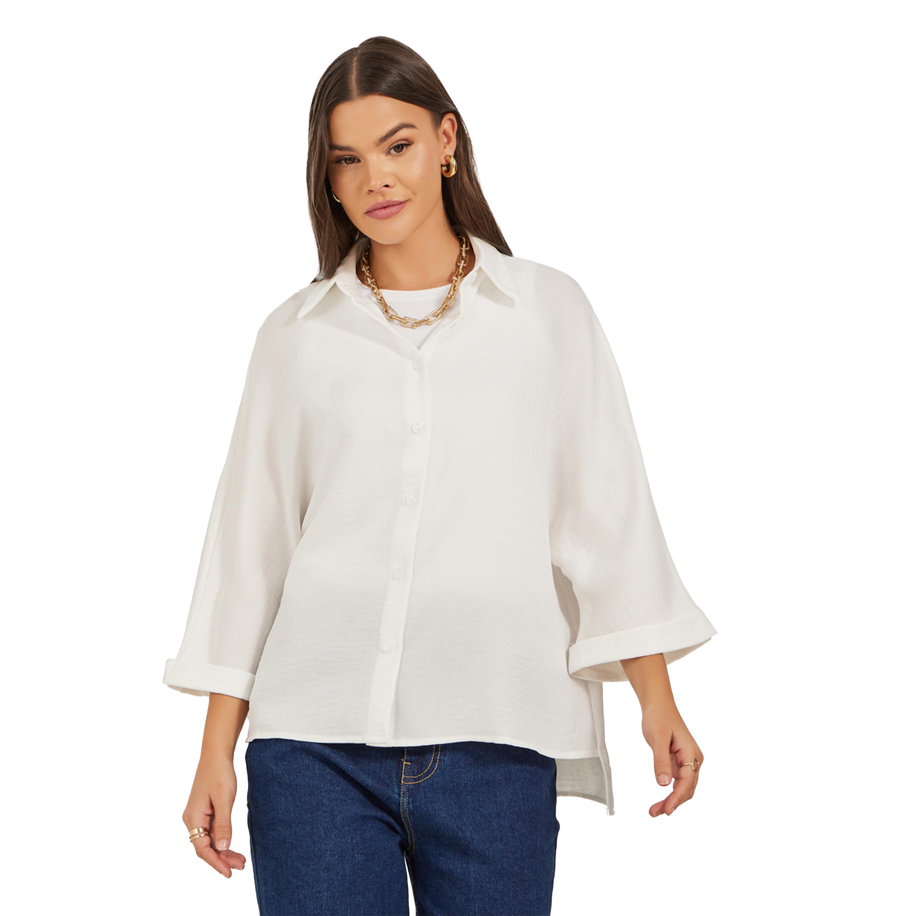 ستايلي - قميص فضفاض مجعد بأكمام 3/4-women-clothing-shirtsandblouses-shirts-image-4