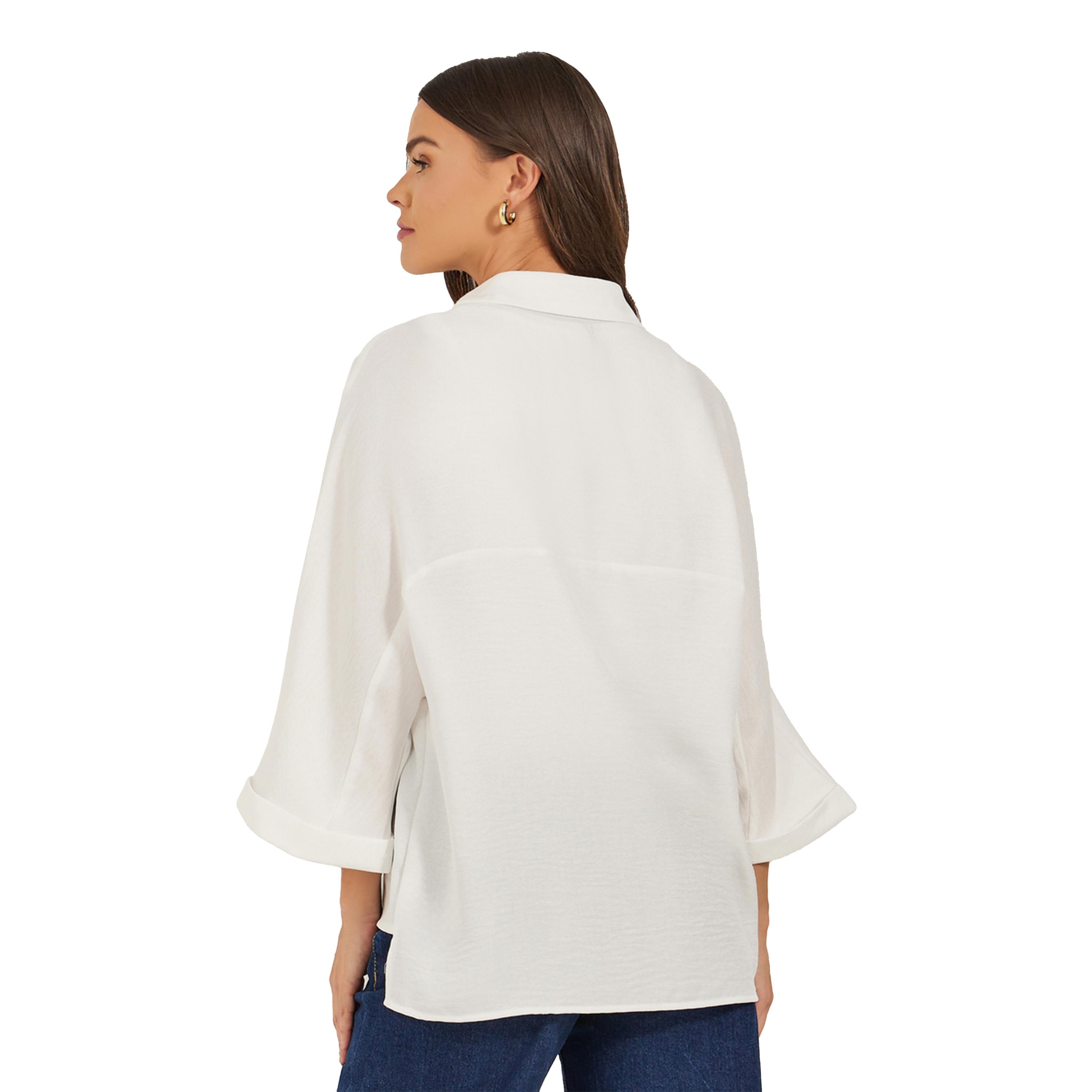 ستايلي - قميص فضفاض مجعد بأكمام 3/4-women-clothing-shirtsandblouses-shirts-image-6