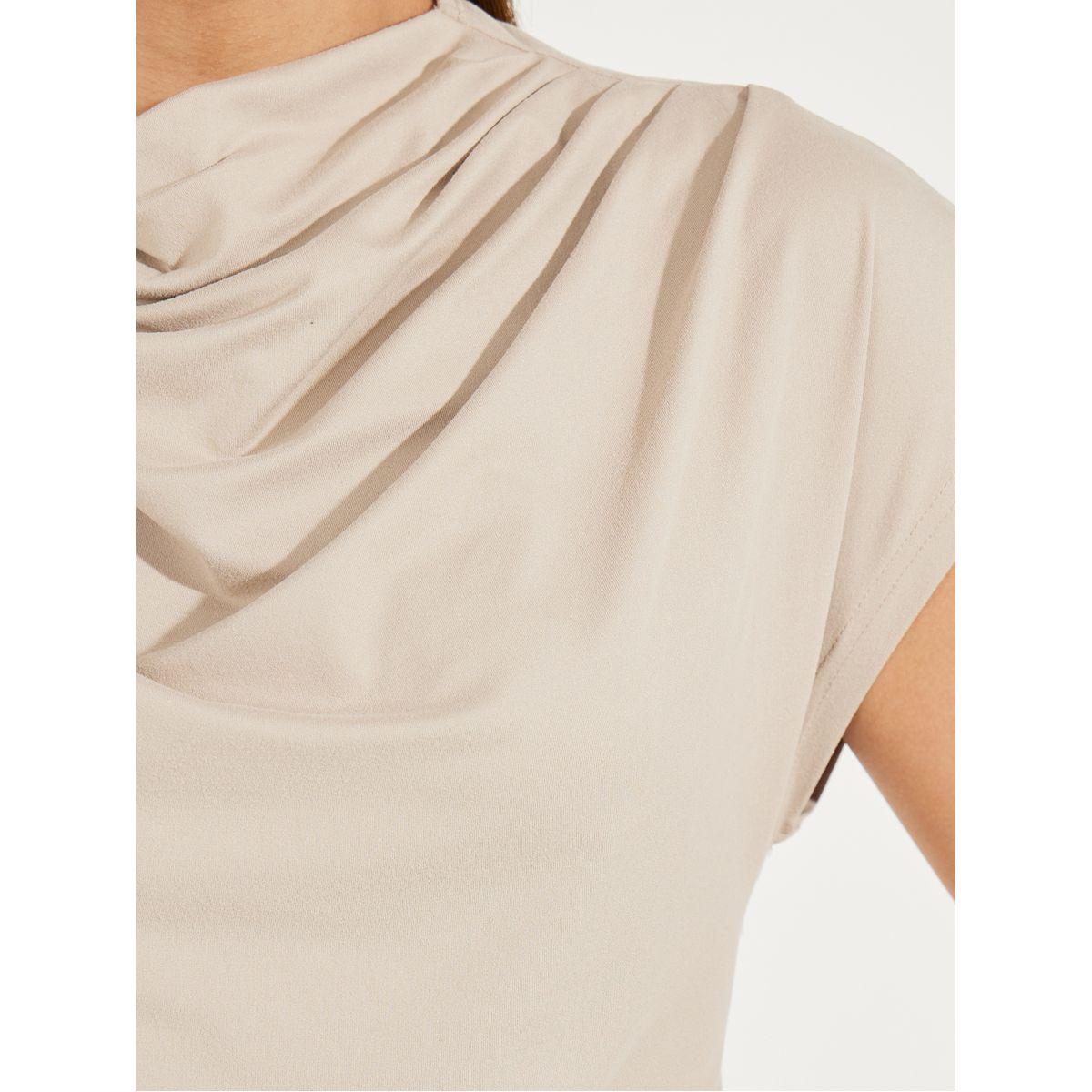 Styli Solid Cowl Neck Cap Sleeves Top-women-clothing-shirtsandblouses-blouses-image-3