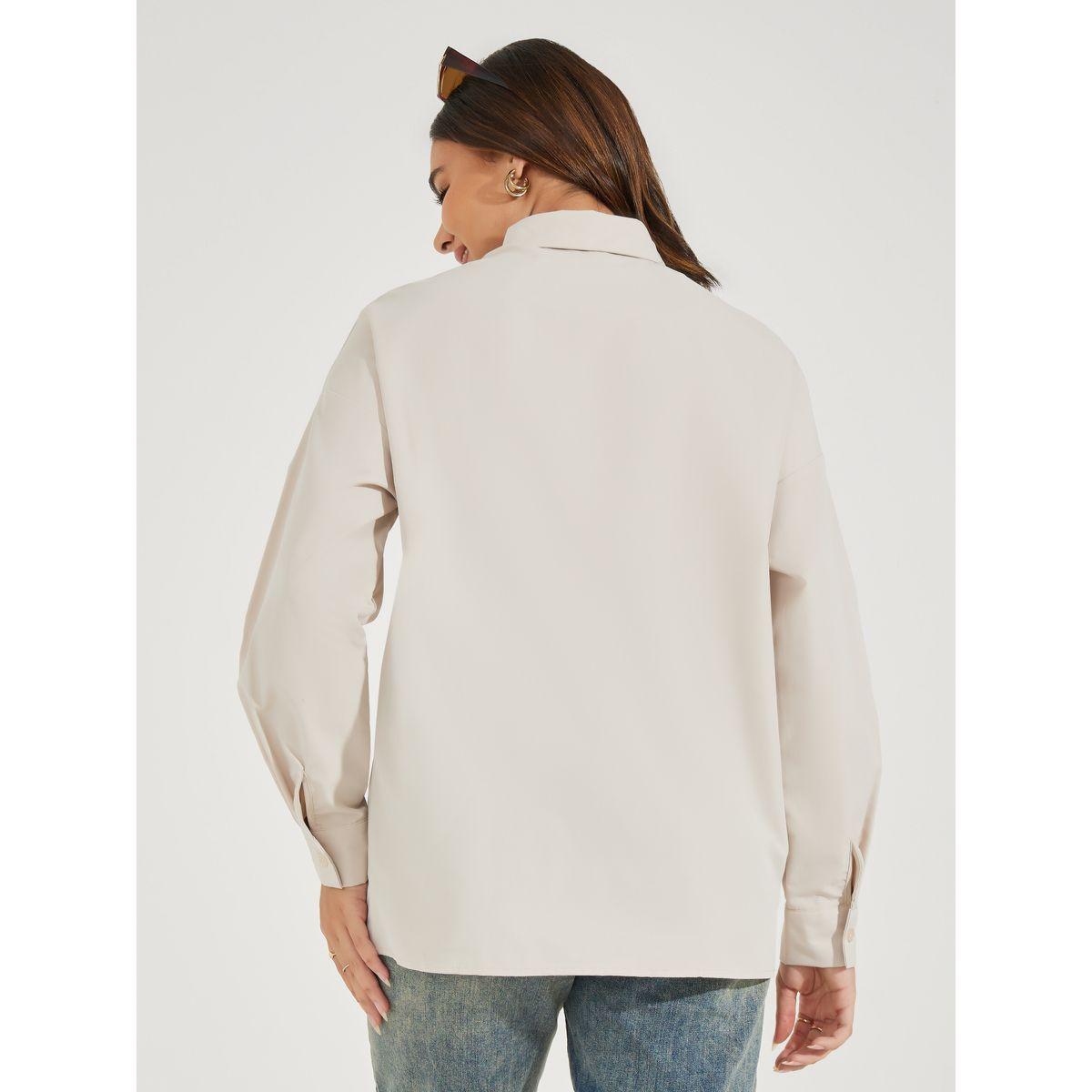 Styli Solid Longline Shirt with Button Placket-women-clothing-shirtsandblouses-shirts-image-5